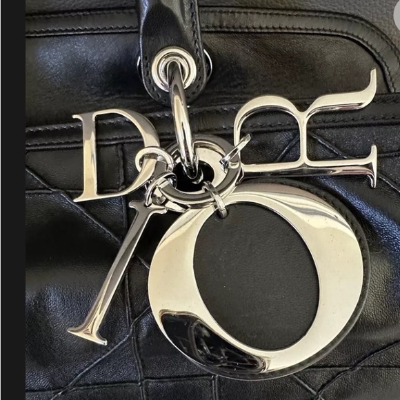 Authentic Christian Dior Granville Cannage LargHandbag Black Lambskin 2-Way Tote - Picture 2 of 14